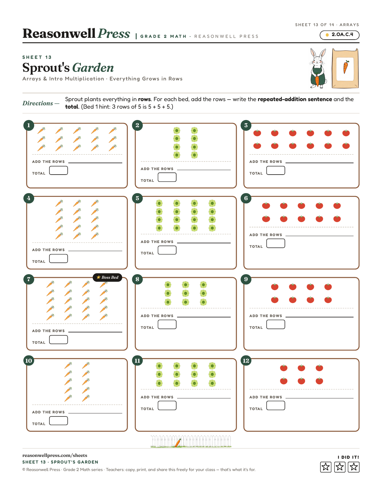 Arrays and Intro Multiplication Worksheets printable worksheet preview