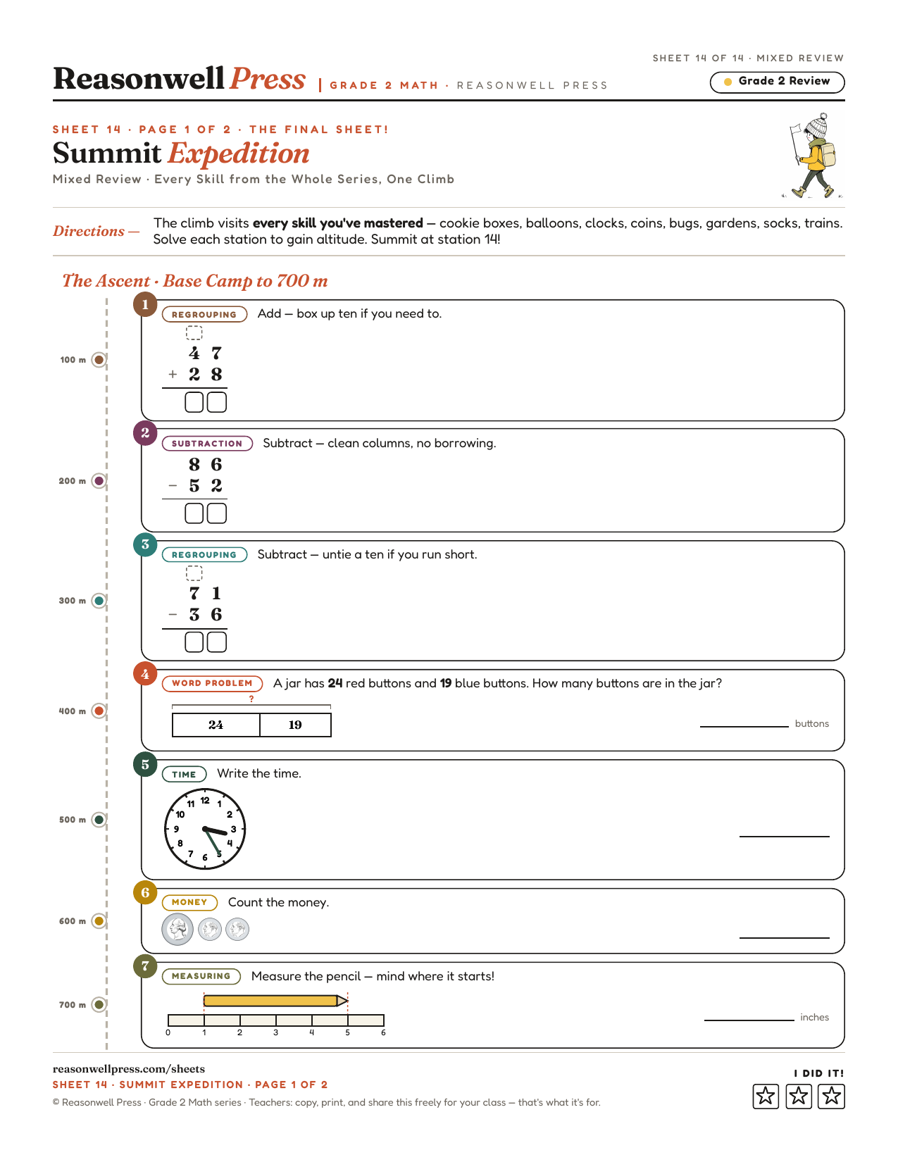 2nd Grade Math Mixed Review Worksheets printable worksheet preview
