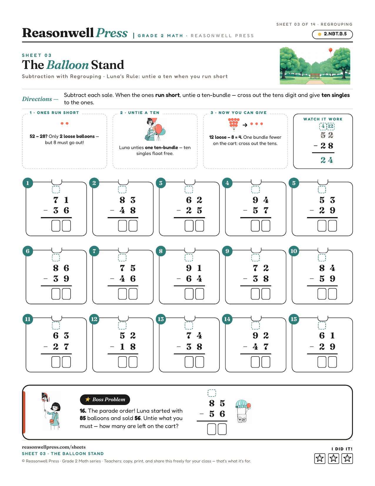 Subtraction With Regrouping Worksheets printable worksheet preview