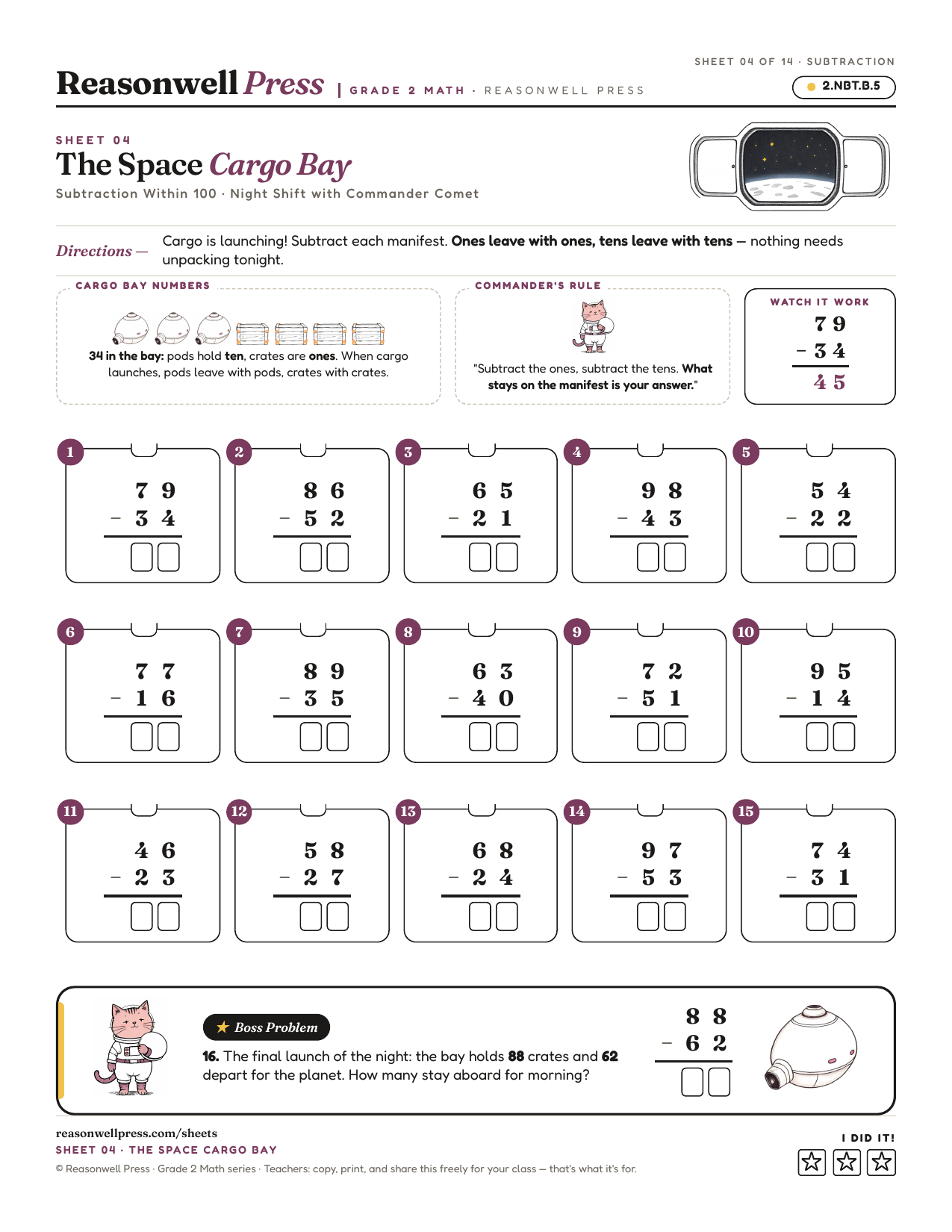 Subtraction Within 100 Worksheets printable worksheet preview