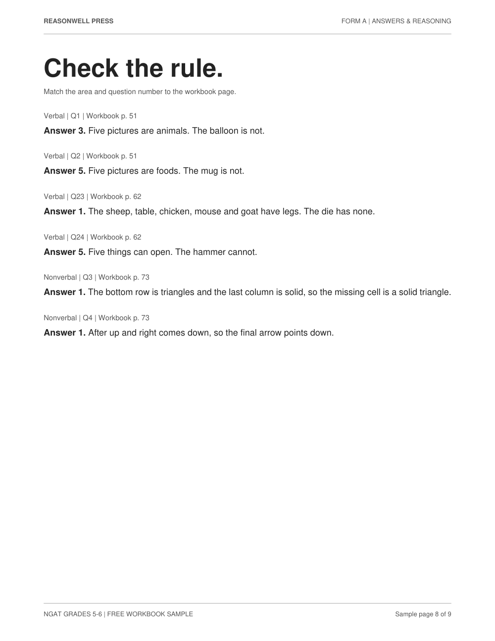 Explained answers · Sample p. 8