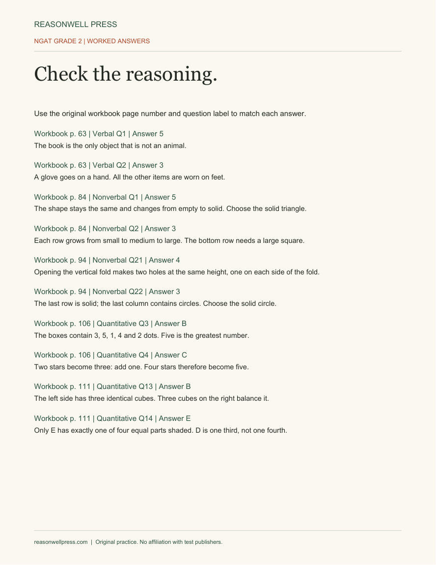 Worked answers · Added sample key